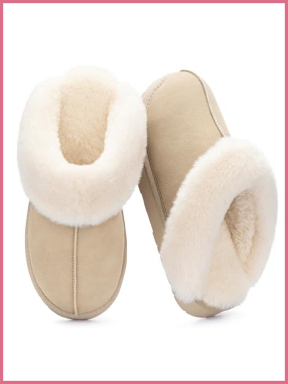 Plush Faux Fur Lined Memory Foam Slip On House Slippers Indoor Outdoor